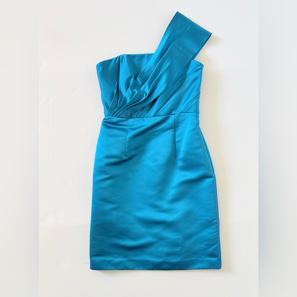 Priscilla of Boston Peacock One-Shoulder Dress